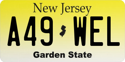 NJ license plate A49WEL
