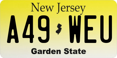 NJ license plate A49WEU
