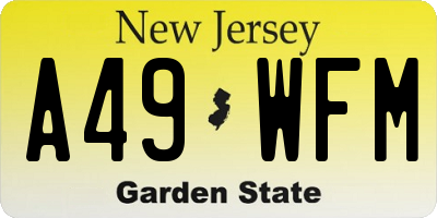 NJ license plate A49WFM
