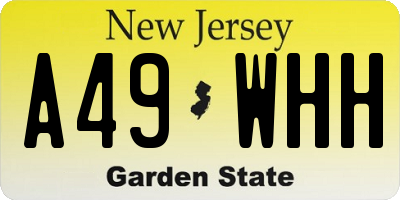 NJ license plate A49WHH