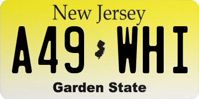 NJ license plate A49WHI