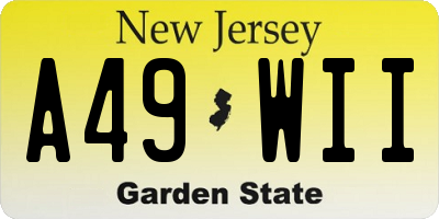 NJ license plate A49WII