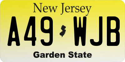 NJ license plate A49WJB