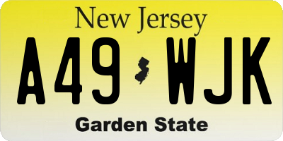 NJ license plate A49WJK