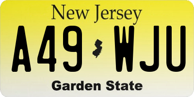 NJ license plate A49WJU