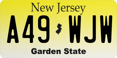 NJ license plate A49WJW