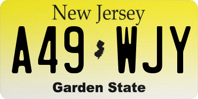 NJ license plate A49WJY