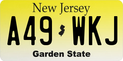 NJ license plate A49WKJ