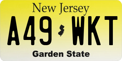 NJ license plate A49WKT