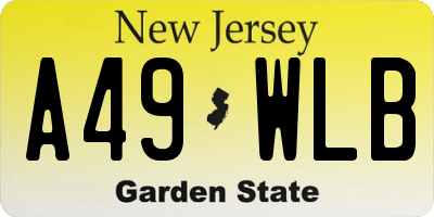 NJ license plate A49WLB