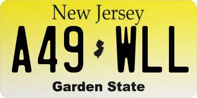 NJ license plate A49WLL