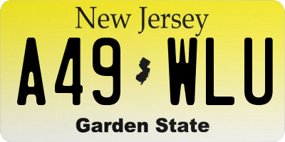 NJ license plate A49WLU