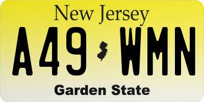 NJ license plate A49WMN