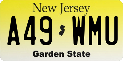 NJ license plate A49WMU