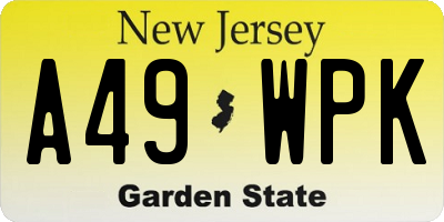 NJ license plate A49WPK