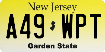 NJ license plate A49WPT