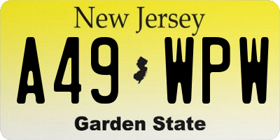 NJ license plate A49WPW