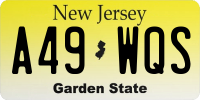 NJ license plate A49WQS