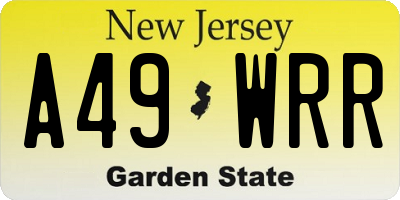 NJ license plate A49WRR