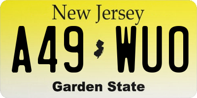 NJ license plate A49WUO