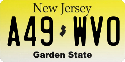 NJ license plate A49WVO