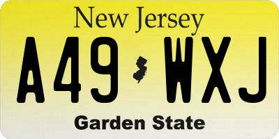 NJ license plate A49WXJ