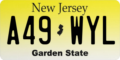 NJ license plate A49WYL