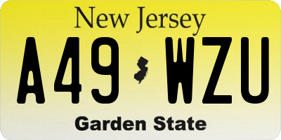 NJ license plate A49WZU