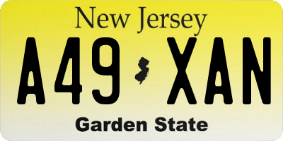 NJ license plate A49XAN