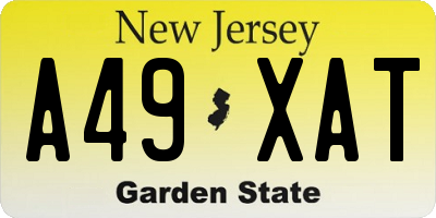 NJ license plate A49XAT