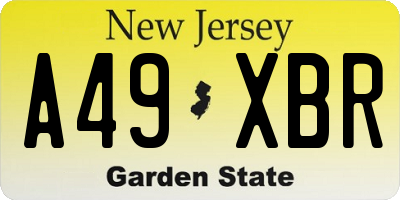 NJ license plate A49XBR