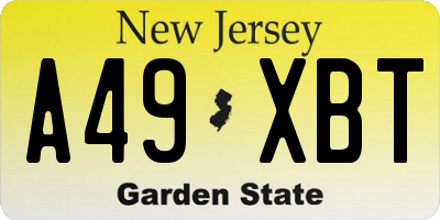 NJ license plate A49XBT