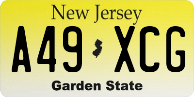 NJ license plate A49XCG