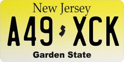 NJ license plate A49XCK