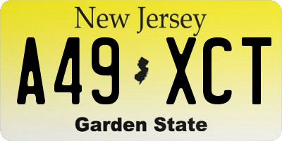 NJ license plate A49XCT