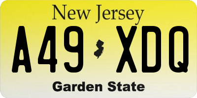 NJ license plate A49XDQ