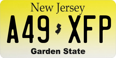 NJ license plate A49XFP