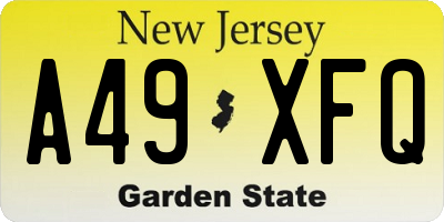 NJ license plate A49XFQ
