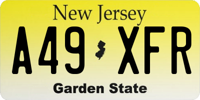NJ license plate A49XFR