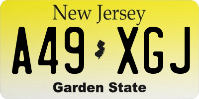 NJ license plate A49XGJ