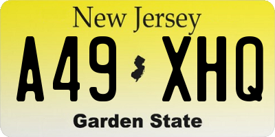 NJ license plate A49XHQ