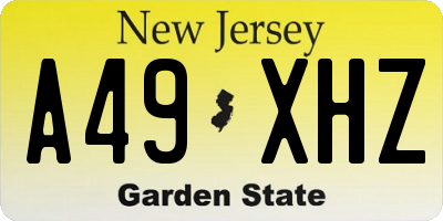 NJ license plate A49XHZ