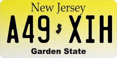 NJ license plate A49XIH