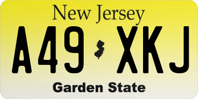 NJ license plate A49XKJ