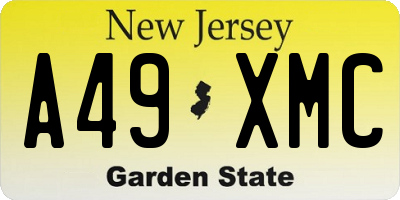 NJ license plate A49XMC