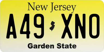 NJ license plate A49XNO