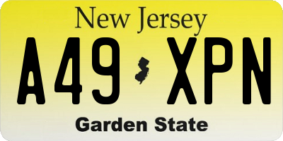 NJ license plate A49XPN