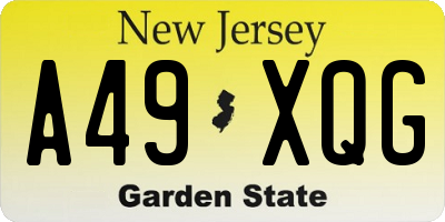 NJ license plate A49XQG