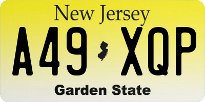 NJ license plate A49XQP