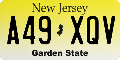 NJ license plate A49XQV